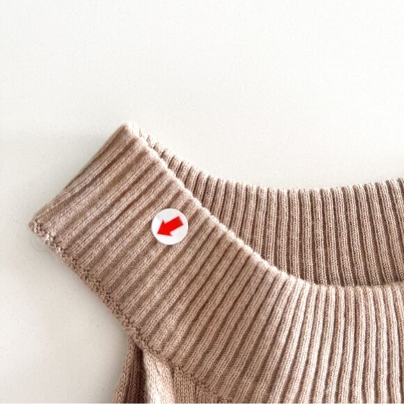 U2B Cold Shoulder Sweater Tan Ribbed Knit Long Sleeved Women's L - Picture 6 of 10